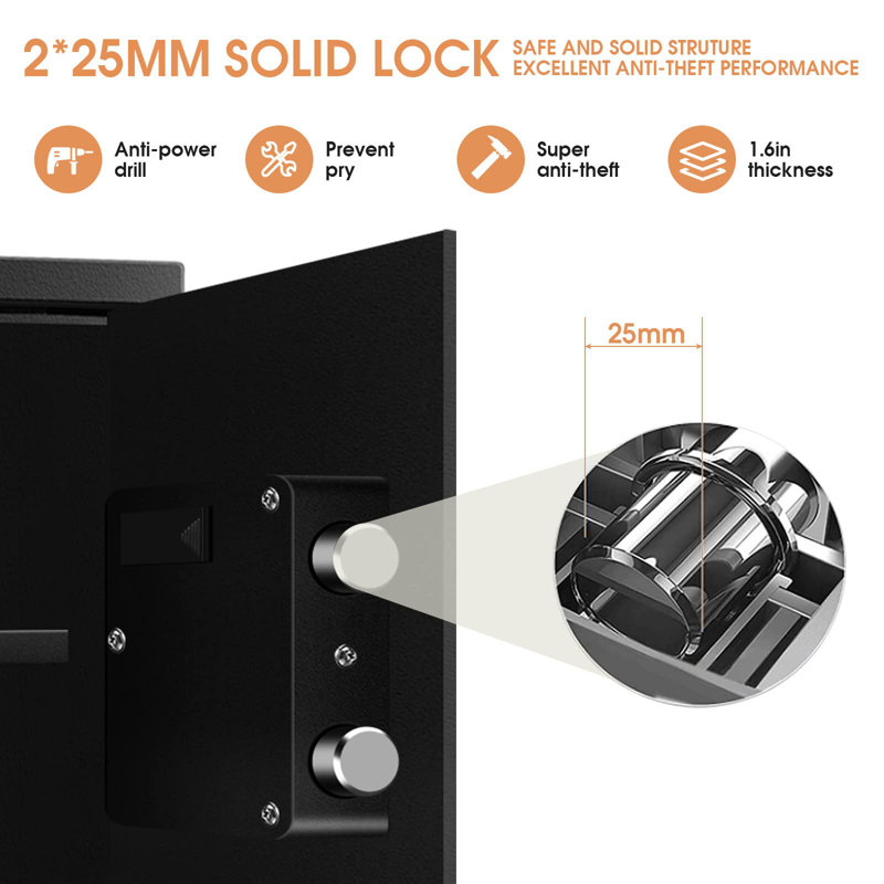 Black 3.0 Cubic Feet Digital Fireproof Safe with Electronic Keypad