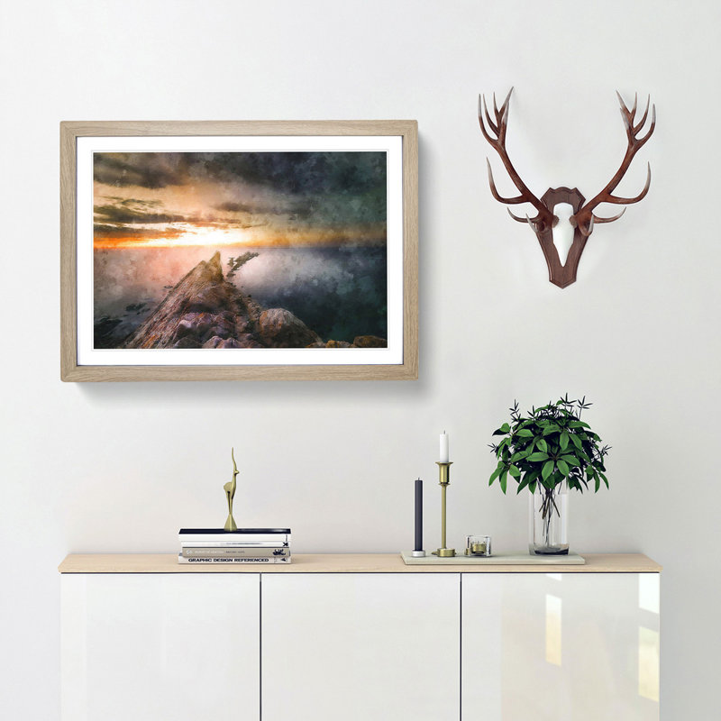 Rocks in the Ocean - Framed Print, 33cm H x 45cm W x 2cm D, Oak Framed
