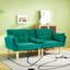 Canapé-lit double pliable vert 72 po, revêtement en velours doux, canapé confortable pour 2 personnes.