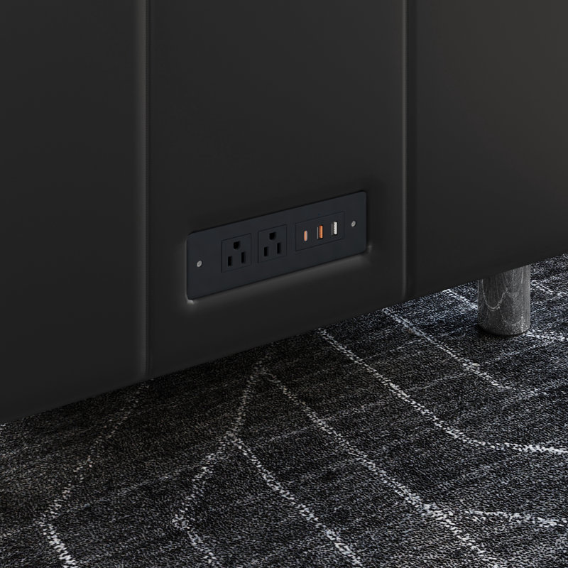 Canapé rembourré avec deux stations de charge, Chrome chrome