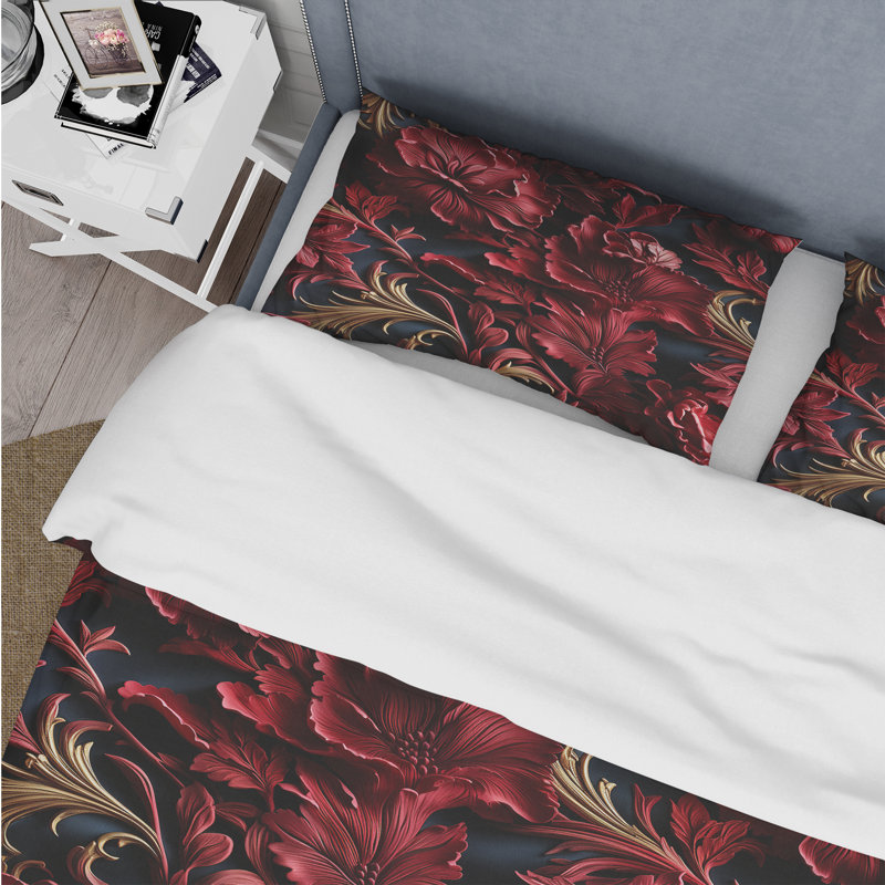 Ensemble de housse de couette Opulent Majesty Deep Purple II - Damask, Housse de couette pour très grand lit et 2 très