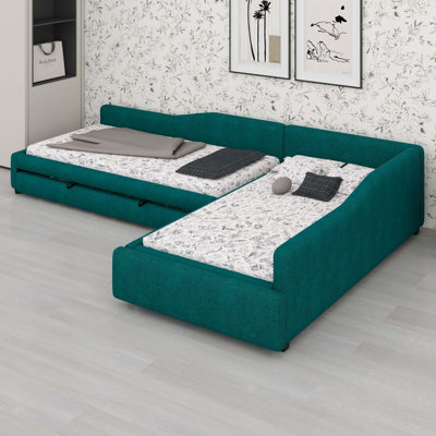 Upholstered Double Daybed With Trundle And Drawer