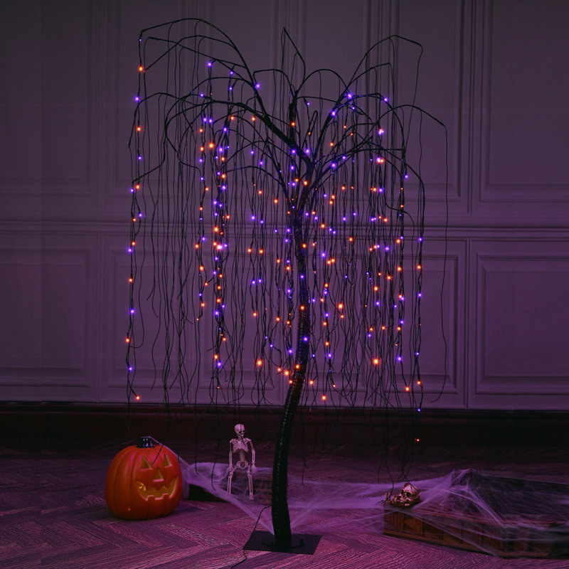 7' Halloween Lighted Tree, Orange/Purple
