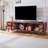 70" Rattan Tv Stands With 3 Cabinets & 2 Drawers,Led Light Entertainment Center For Tv Up To 80"