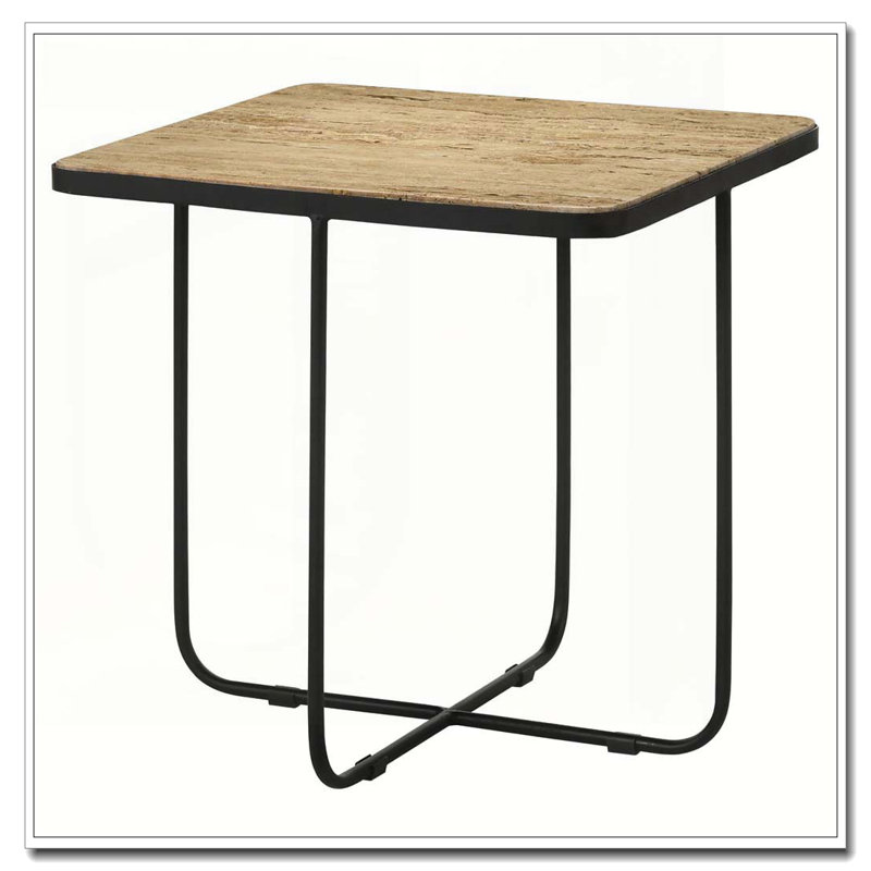 Table d'appoint en travertin et noir