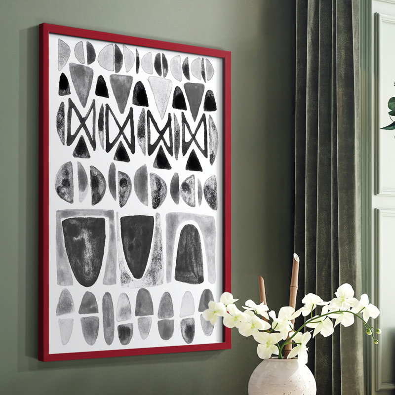 «Gray Arches II», reproduction encadrée de qualité supérieure - prête à être accrochée, Pas de tapis, Cadre simple rouge