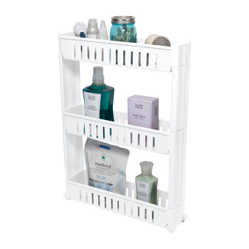 White Slim 3 Tier Slide Out Storage Cart
