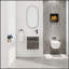 Meuble-lavabo flottant mural de 18 po avec lavabo en résine blanche et porte d'armoire à fermeture en douceur, pour un design moderne et peu encombrant-1907611069