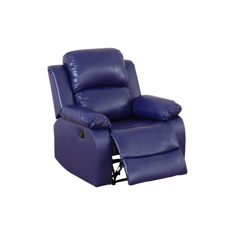Fauteuil recling manuel en cuir végétalien bleu foncé, Similicuir bleu