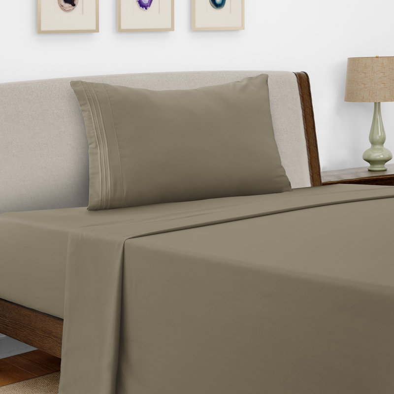 Lux Decor 4-Piece Ultra Soft Microfiber Sheet Set Deep Pocket Fitted Sheet, Wrinkle-Resistant & Easy Care Bedding, Plum