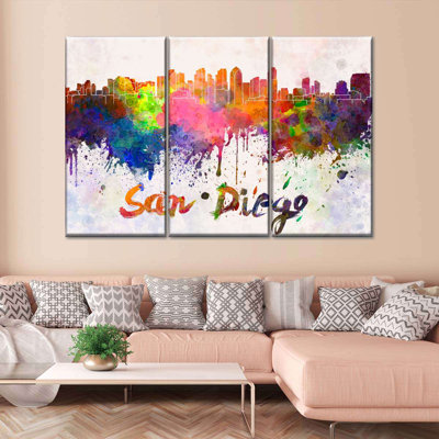 Ensemble de 3 toiles San Diego Skyline
