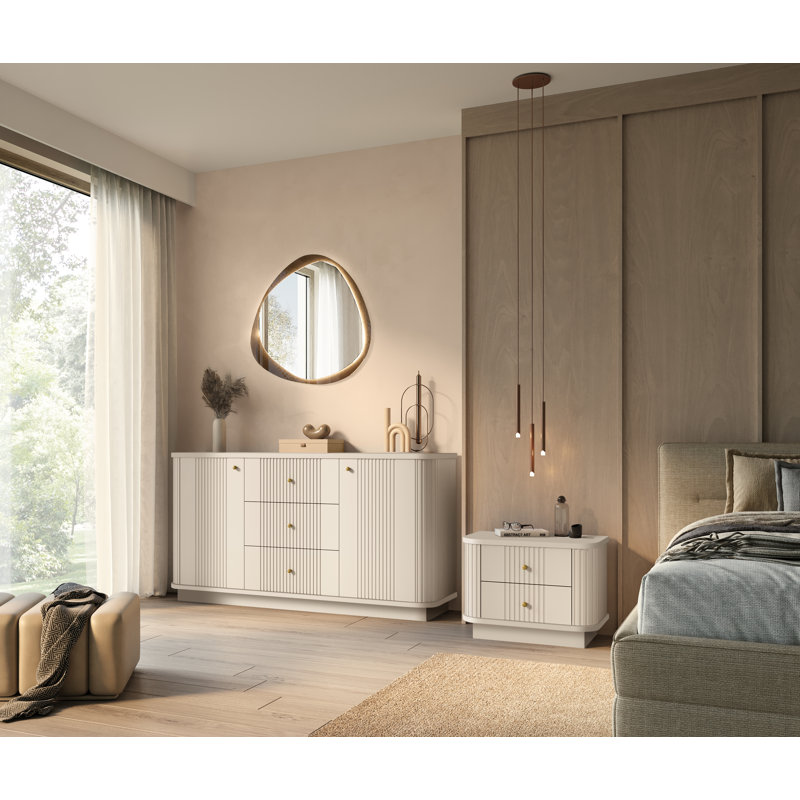 Vesper 160cm Sideboard, Beige/Gold