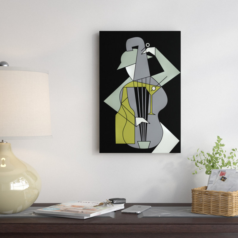 Musique et alcool par Flatowl - impression sur toile tendue, H 18 po x l 12 po x P 1,5 po, Pas de tapis, Toile tendue
