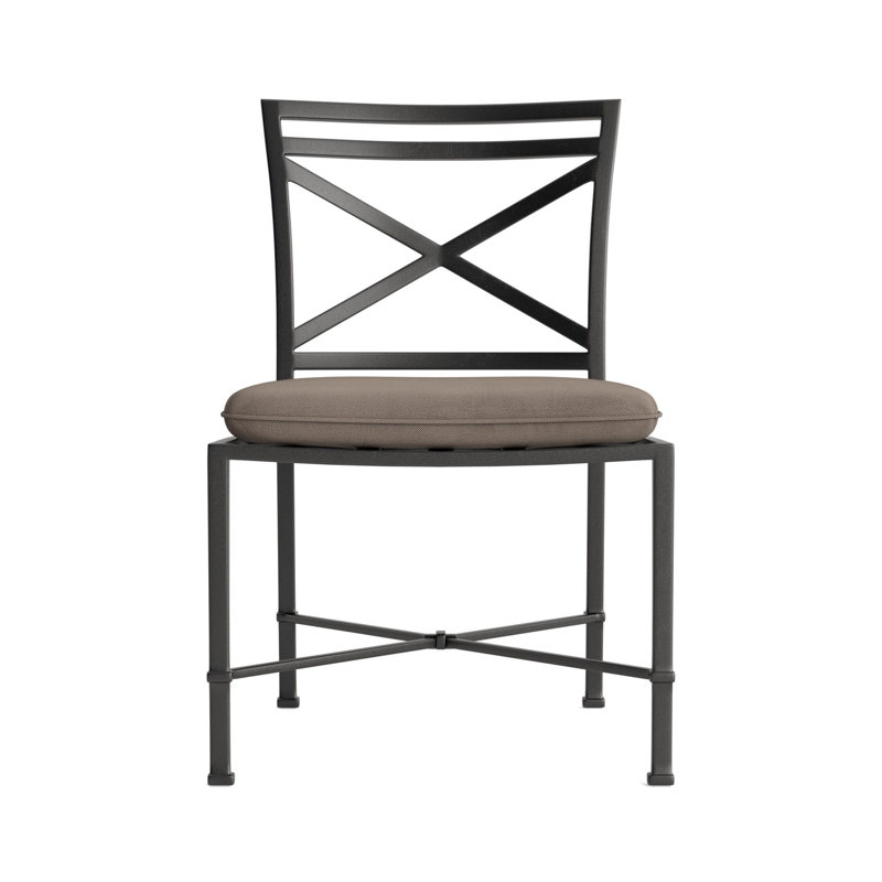 Venetian Outdoor Dining Side Chair, Fusion Clay, Textured Pewter, Brown