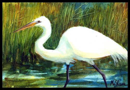 tapis de porte d'oiseau Egret, Rectangle 1'6 "x 2'3"