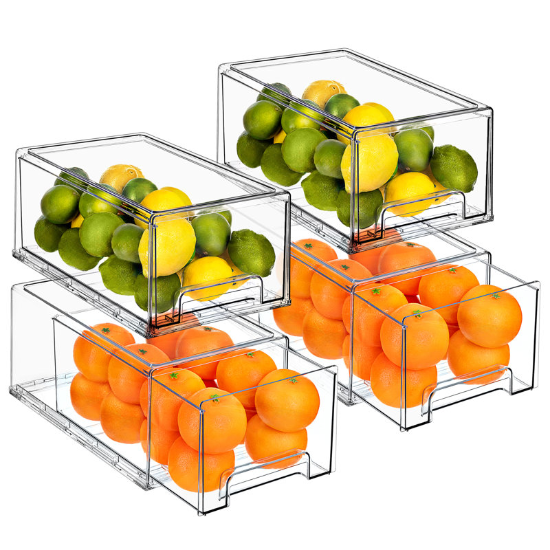 Tiroirs de réfrigérateur Sorbus - Bacs de rangement transparents empilables - Contenants de rangement pour cuisine, réfrigérateur, congélateur, rangement de meuble-lavabo et rangement (paquet de 4 | grand)
