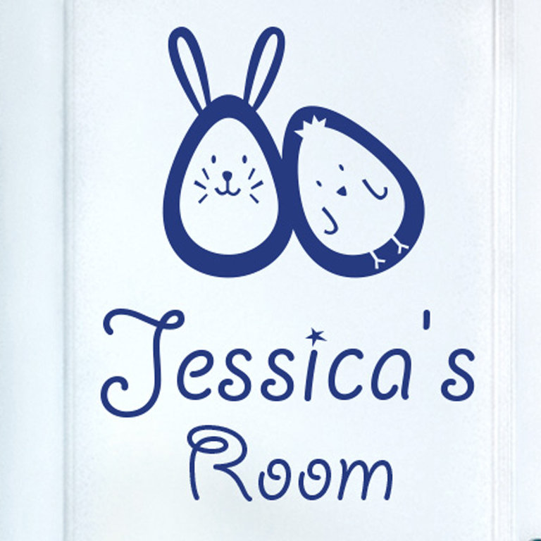 Bunny Rabbit Egg and Chick Kids Door Room Wall Sticker