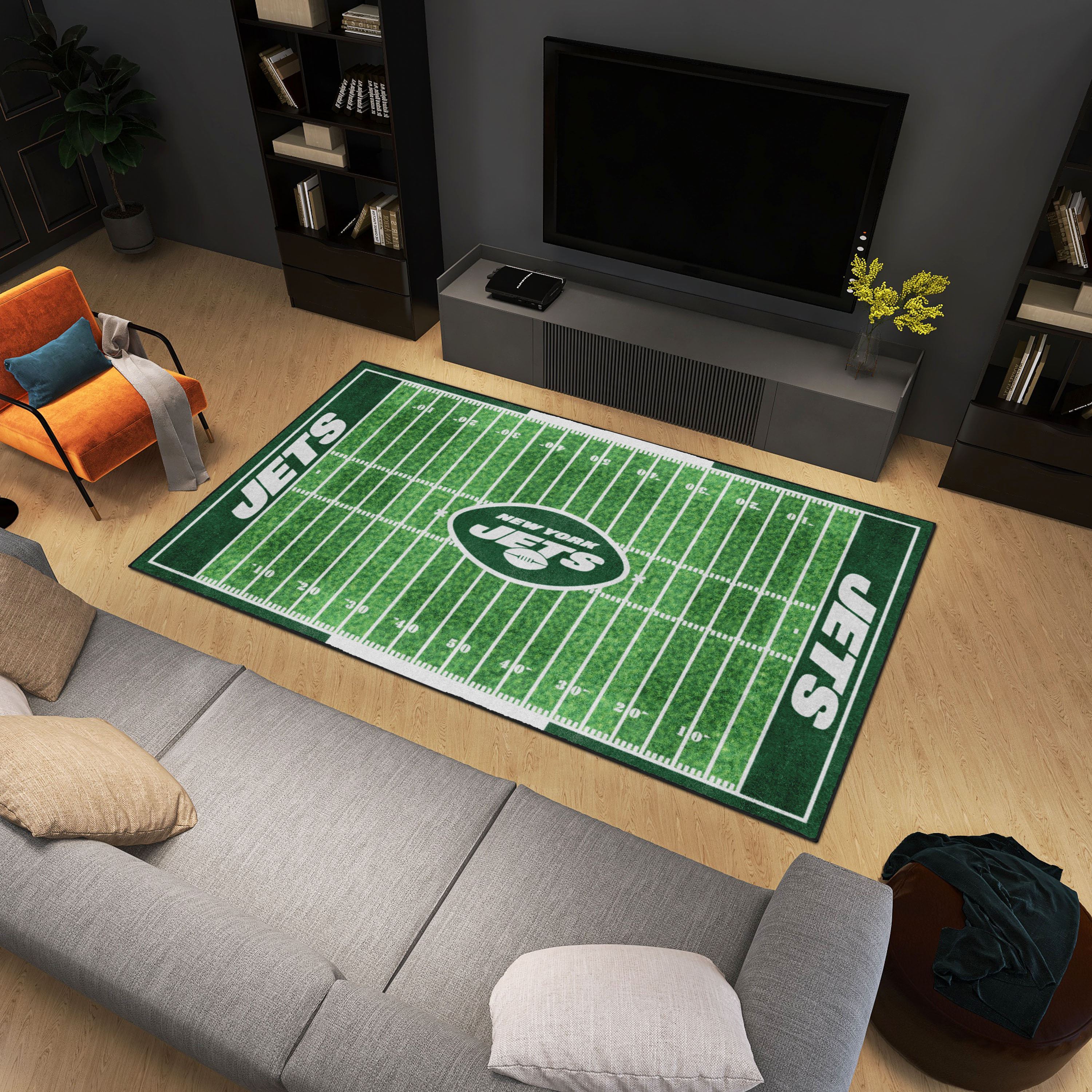 FANMATS New York Jets 3 ft. x 6 ft. Football Field Rug Runner Rug