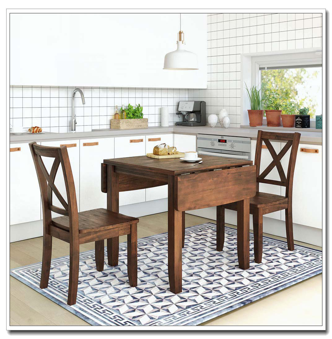 Lay Back Table Red Barrel Studio Wood Drop Leaf Dining Table Set with X-back Chairs ...