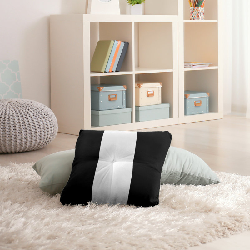  Coussin de sol touffeté, 30 po x 30 po, Noir / Blanc