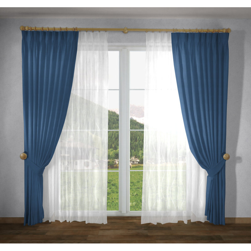 Garris Blackout Curtain Single Panel, 130cm H x 145cm W, Black