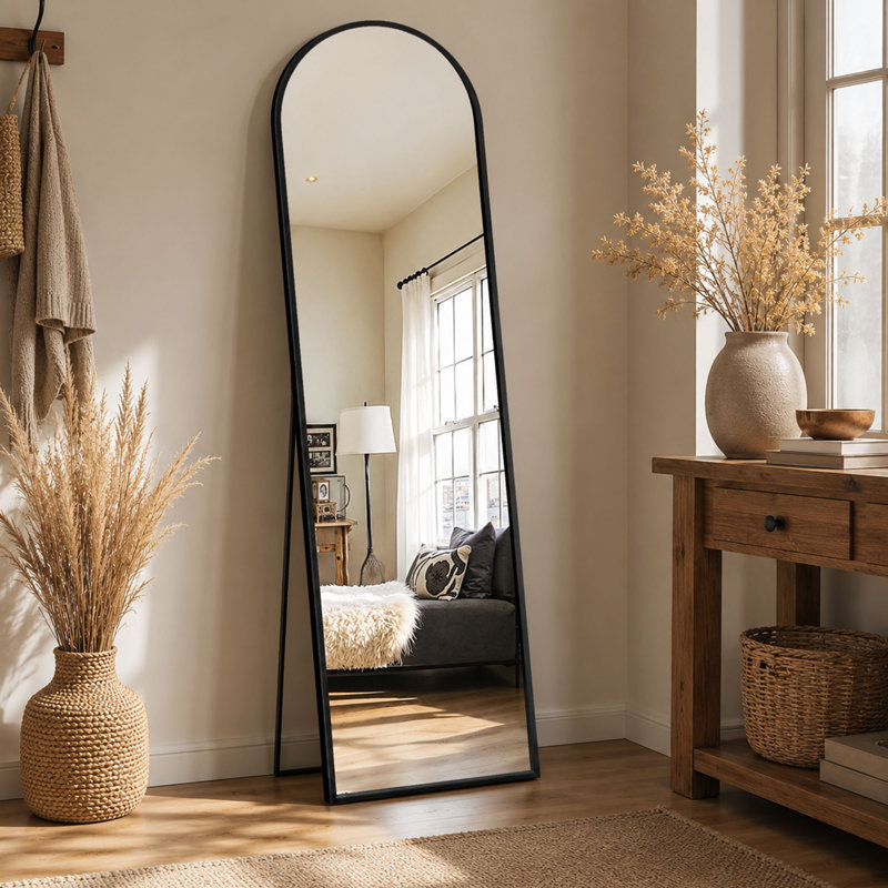 Miroir arqué pleine longueur 56 po, support et cadre en aluminium