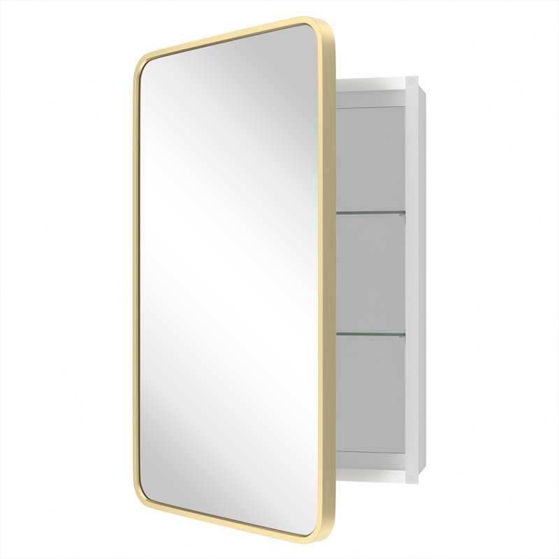 Armoire à pharmacie avec miroir réglable Anaahat, Or, H 30 po x l 19 po x P 3,8 po