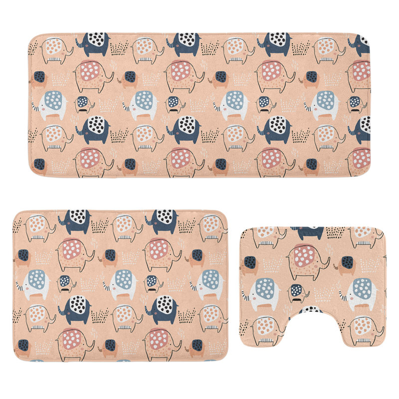  Tapis de salle de bain Animal 3 pièces, tapis en U et rectangulaire