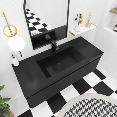 Ensemble de meuble-lavabo mural simple 48 po avec plateau en résine 48 po