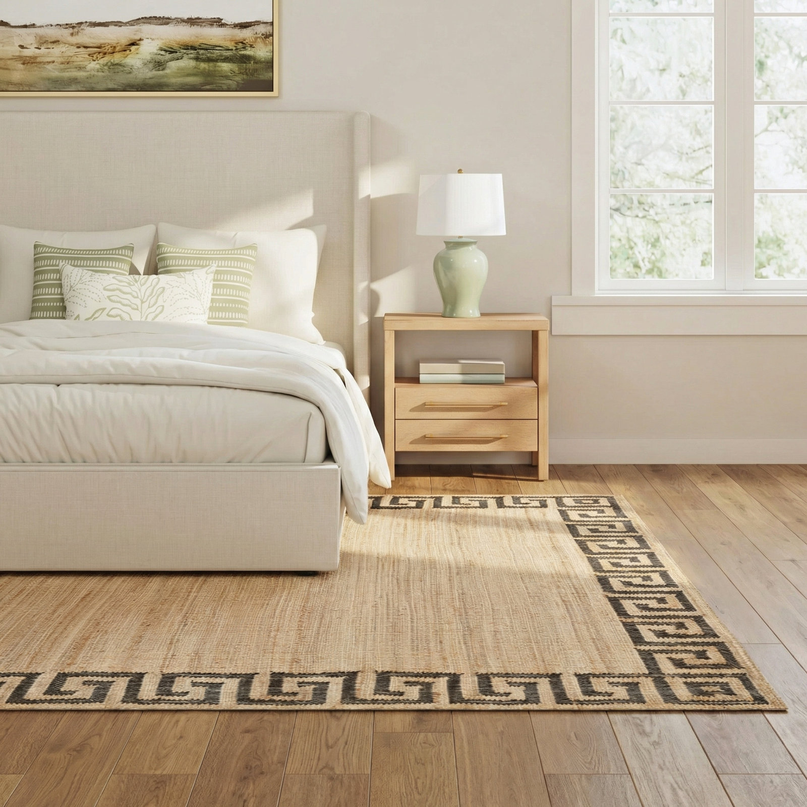 Orchard Brown Hand-Woven Geometric Jute Rug, Rectangle 10' x 14'