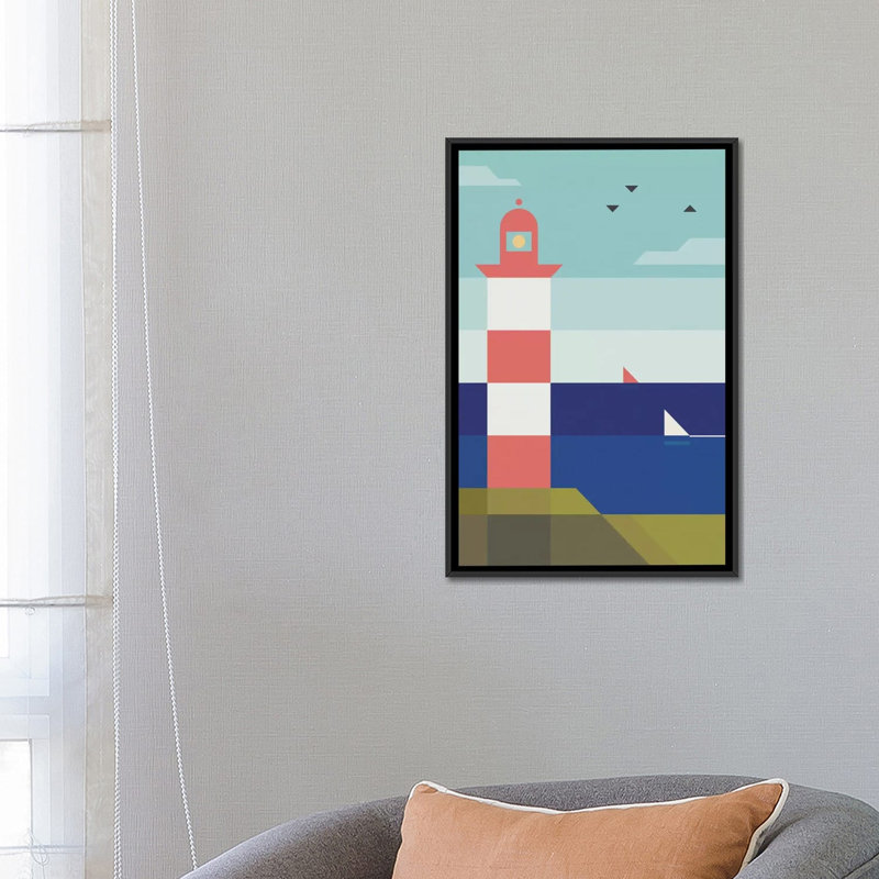 Art vertical sur toile de phare, H 26 po x l 18 po x P 1,5 po, Cadre noir