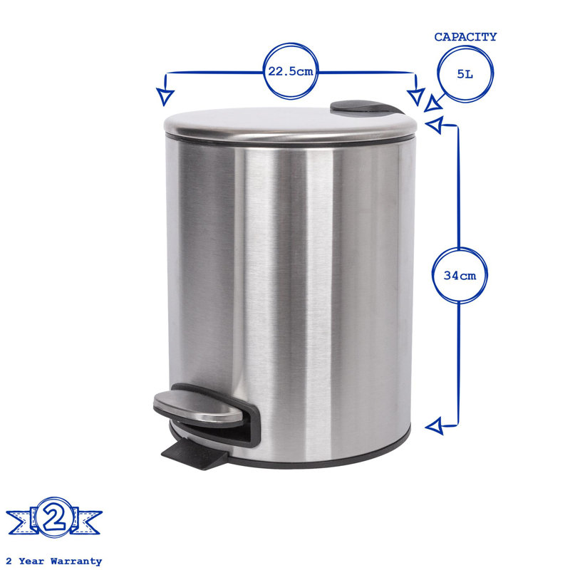 Harbour Housewares - Round Bathroom Pedal Bin, Black
