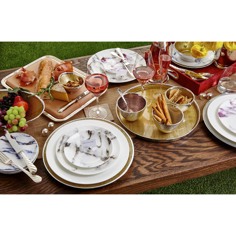 Marble Venice Fog Bone China Salad/Dessert Plate
