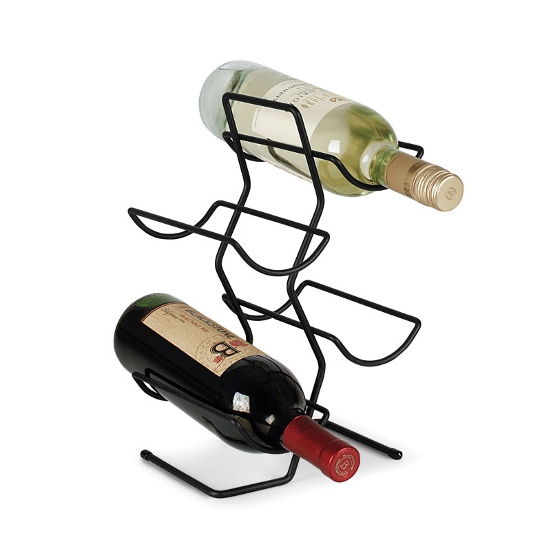 Black Steel 4-Bottle Countertop Wine Rack