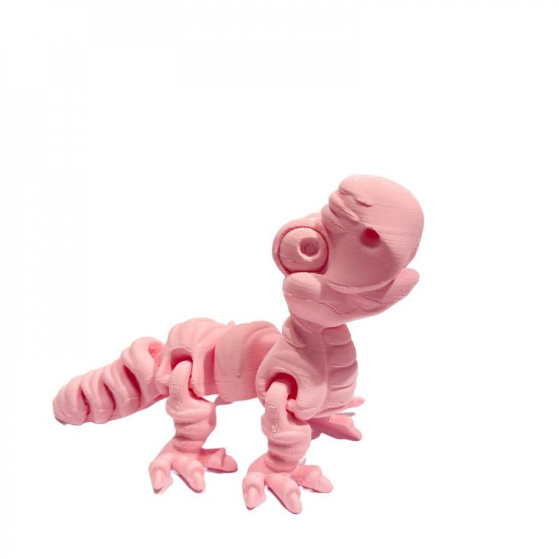 Figurine de dinosaure heureux imprimée en 3D, Rose