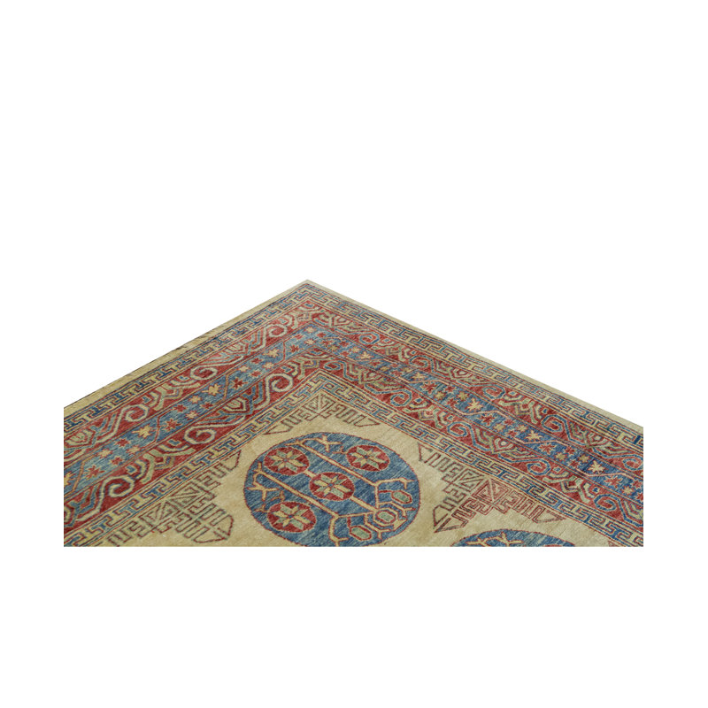 Kotanabad Hand-Knotted Wool Oriental Area Rug in Red/Blue/Honey