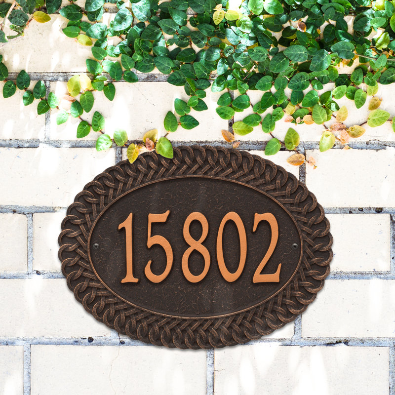 Plaque d'adresse murale standard personnalisée 1 ligne, Bronze huilé, Oui