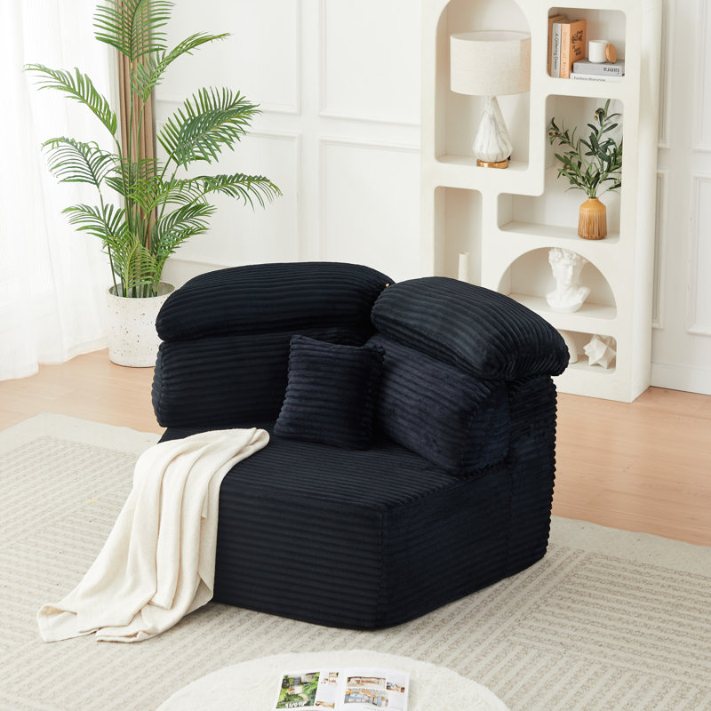 Chaises d'appoint modernes, fauteuil en velours côtelé noir pour famille