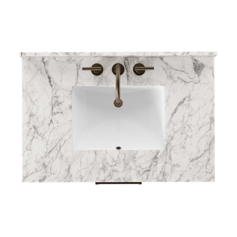 Anthem Single Vanity-Carrara Marble, Black