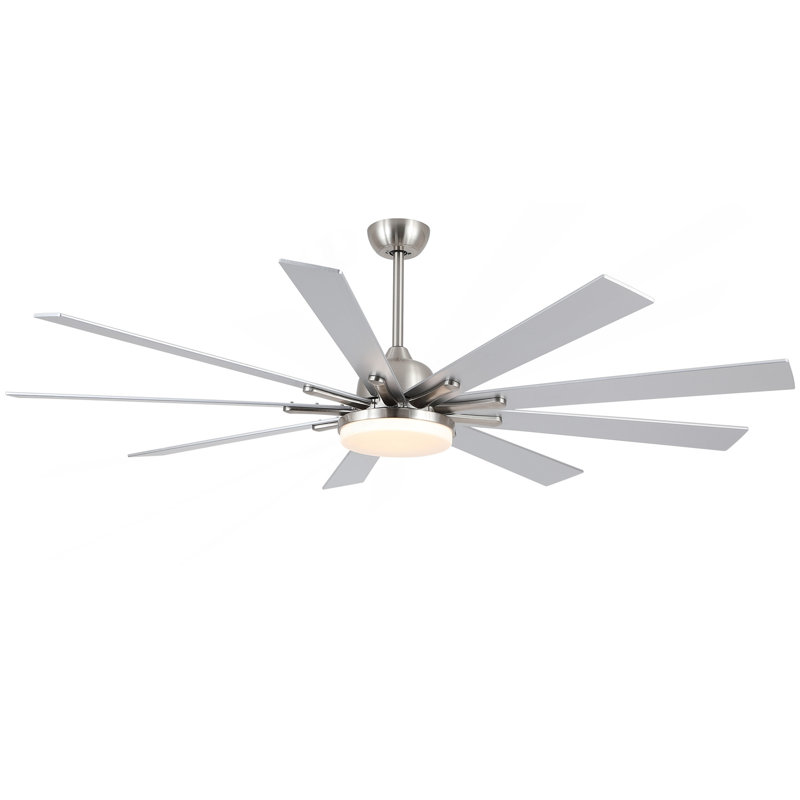 72 In Integrated LED Brushed Nickel Smart Ceiling Fan With Remote Control