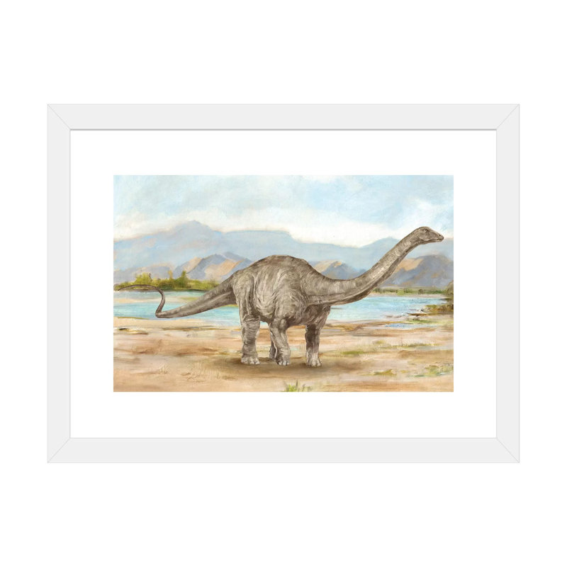 «Dinosaur Illustration V» par Ethan Harper - reproduction, Papier encadré blanc, Blanc, H 24 po x l 32 po x P 1 po