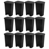 Sterilite 11.9 Gal Rectangle Step On Trash Kitchen Wastebasket, Black (12 Pack)