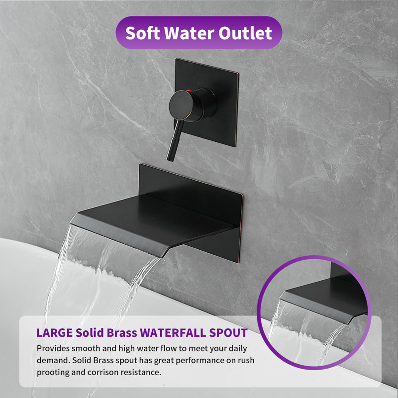Oil Rubbed Bronze Wall Mount Waterfall Tub Faucet
