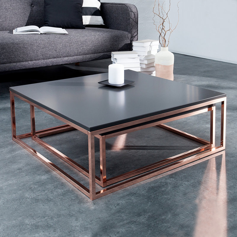 Gwyneth Frame Coffee Table, Anthracite, Copper