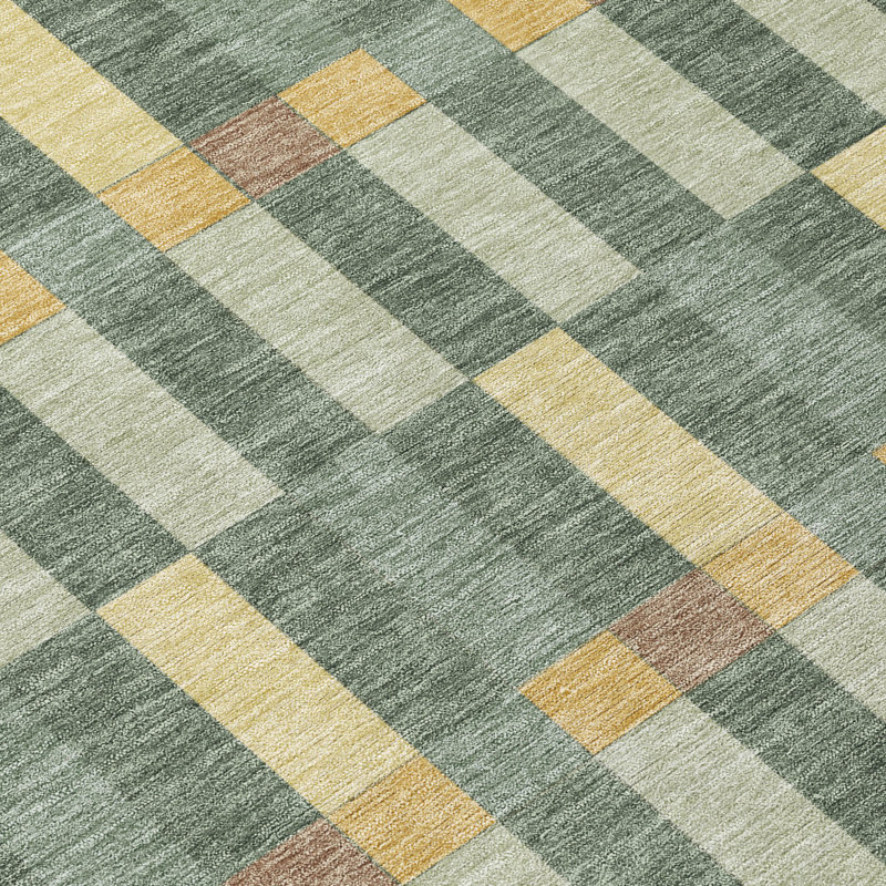 Machine Washable Indoor/Outdoor Chantille ACN2548 Geometric Rug, Basil, 5' x 7'6"