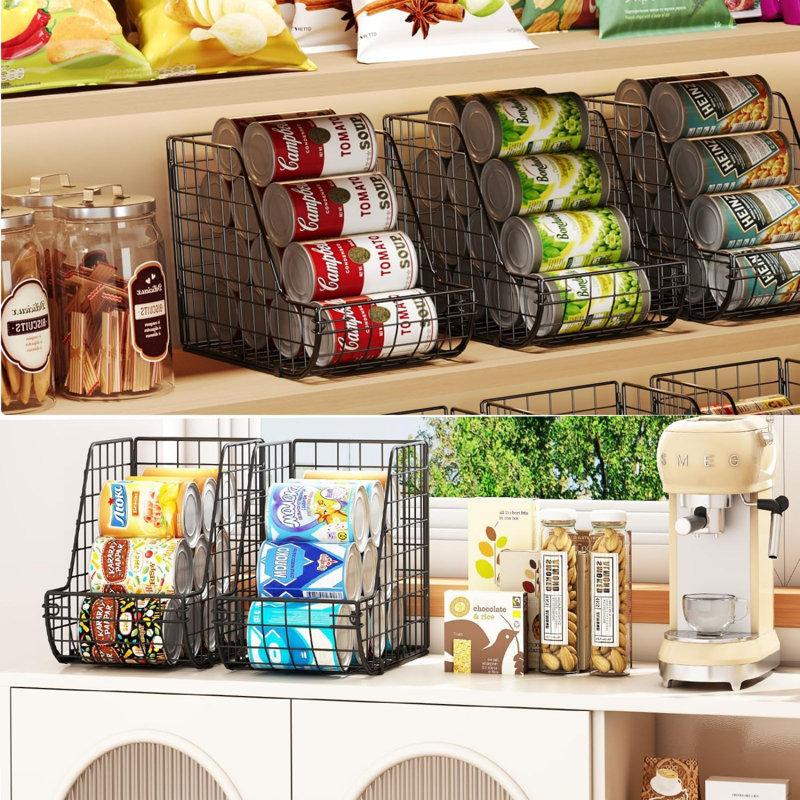 Stackable Can Organizer for Pantry 3Pack,Standing Dispenser Storage Bins