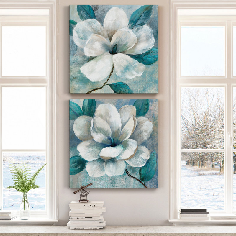 Magnolia I - Ensemble de 2 reproductions sur toiles tendues, H 10 po x l 10 po x P 1 po