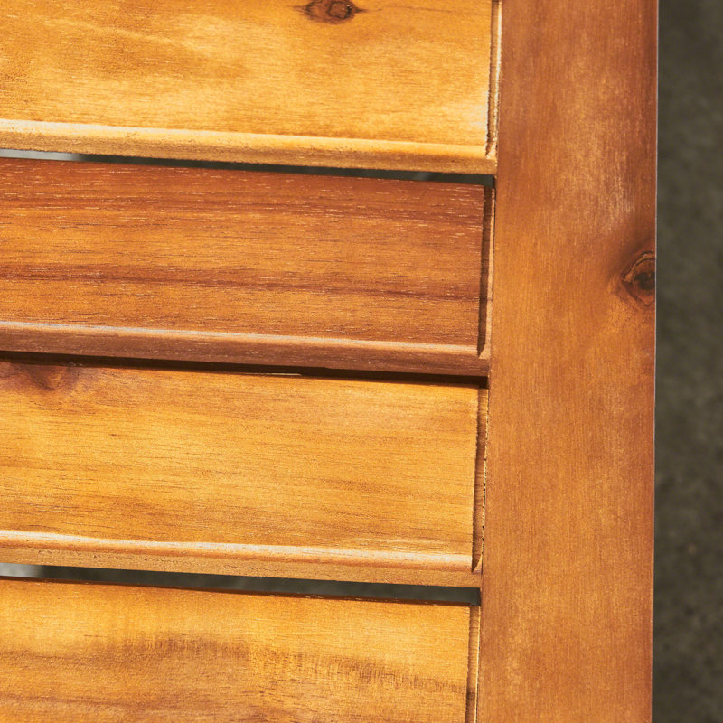 Banc en bois et en fer de 52,58 po de long avec un lustre noir lustré