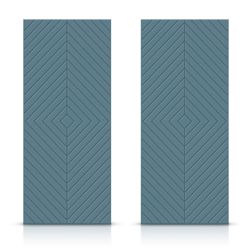 Portes de placard coulissantes à panneaux en bois manufacturé, Bleu dignité, 84 po x 80 po