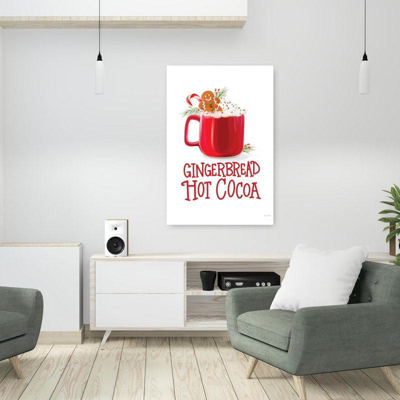 Gingerbread Hot Cocoa, art contemporain d'hiver, 36" H x 24" W